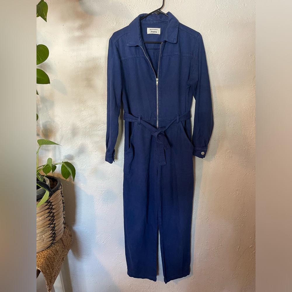 Reformation Women's Blue Jumpsuit